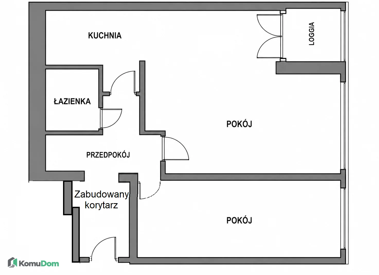 Mieszkanie 47,4m2 + zabudowany korytarz (ok. 3m2), / bez prowizji/ 2 pokoje /  Lubin – Centrum / Zabudowany balkon (loggia} / piwnica/ winda — zdjęcie główne